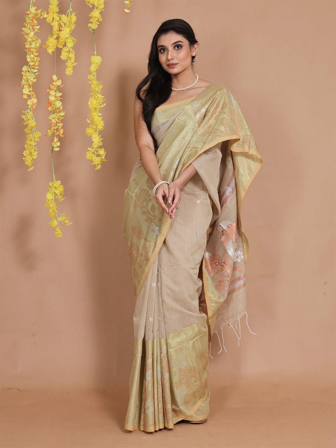 charukriti woven design zari pure cotton saree