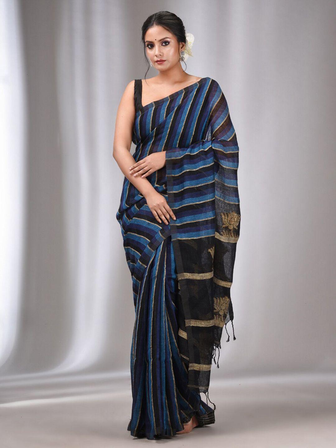 charukriti woven design zari pure linen saree