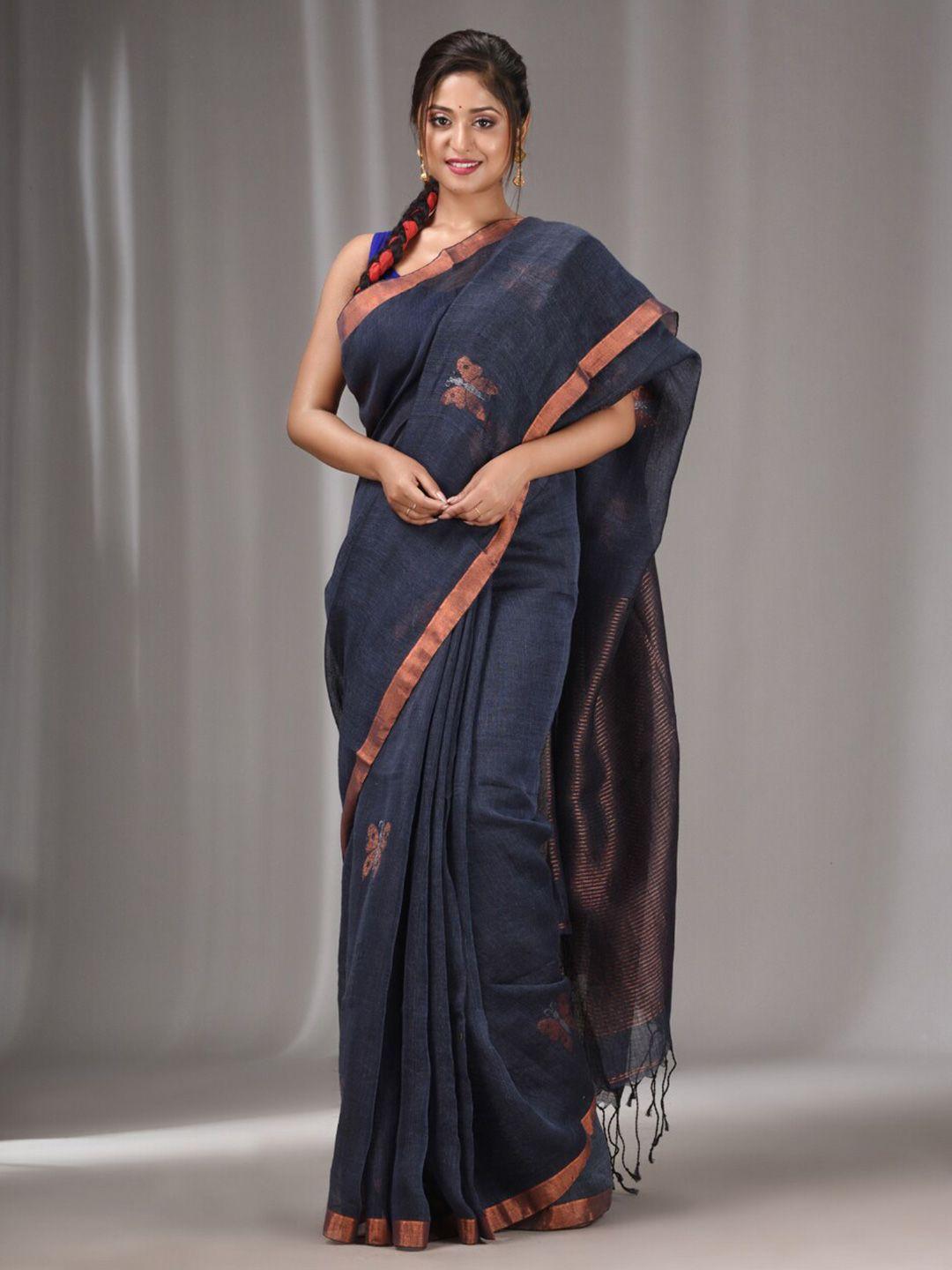 charukriti woven design zari pure linen saree