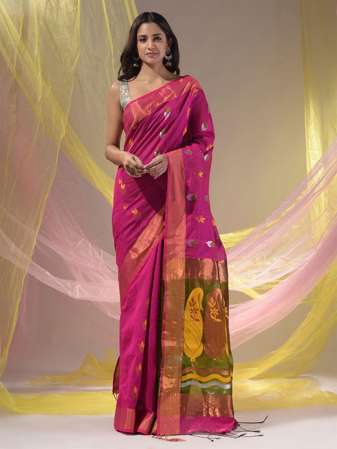 charukriti woven design zari saree