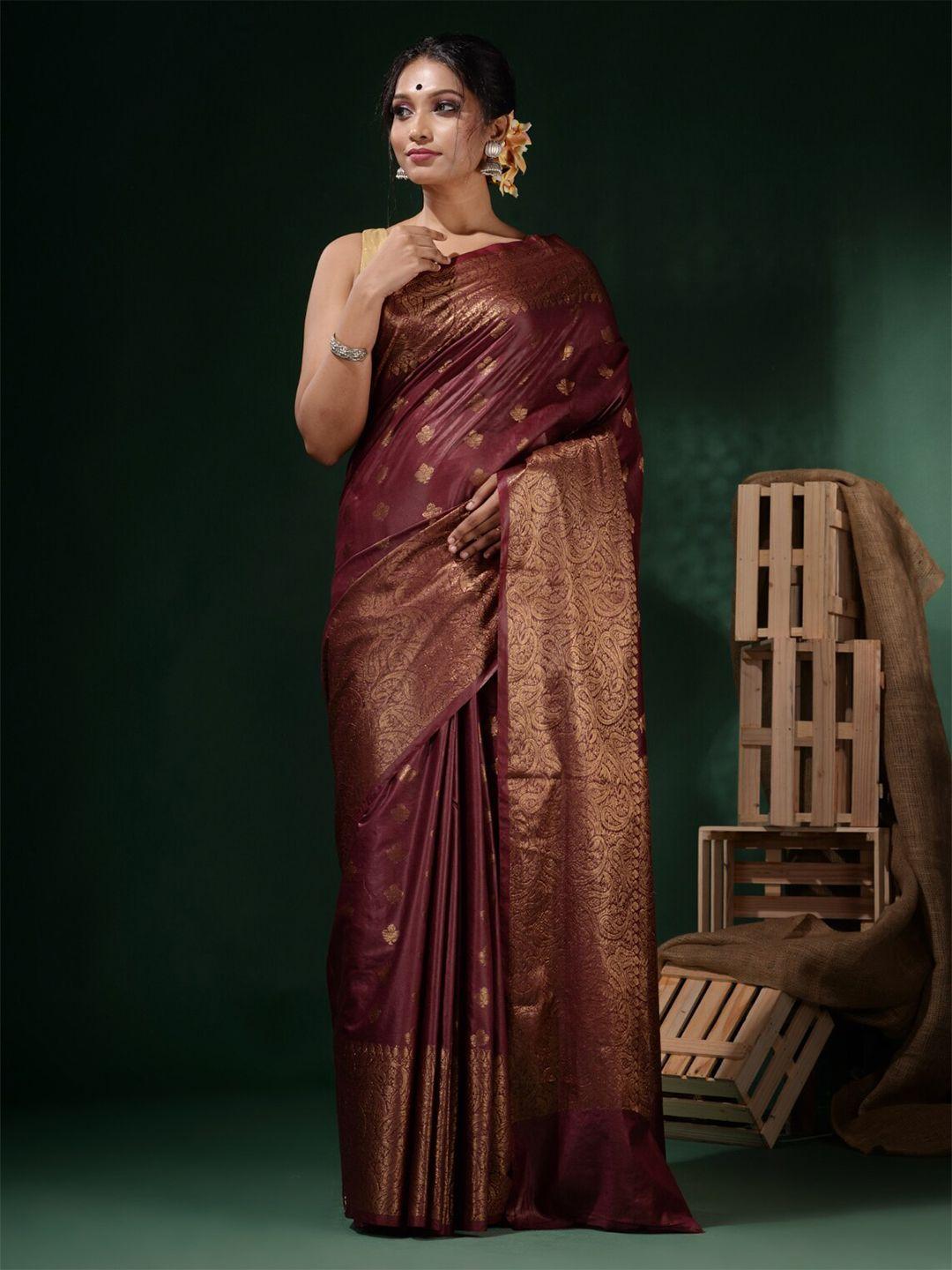 charukriti woven design zari silk blend saree