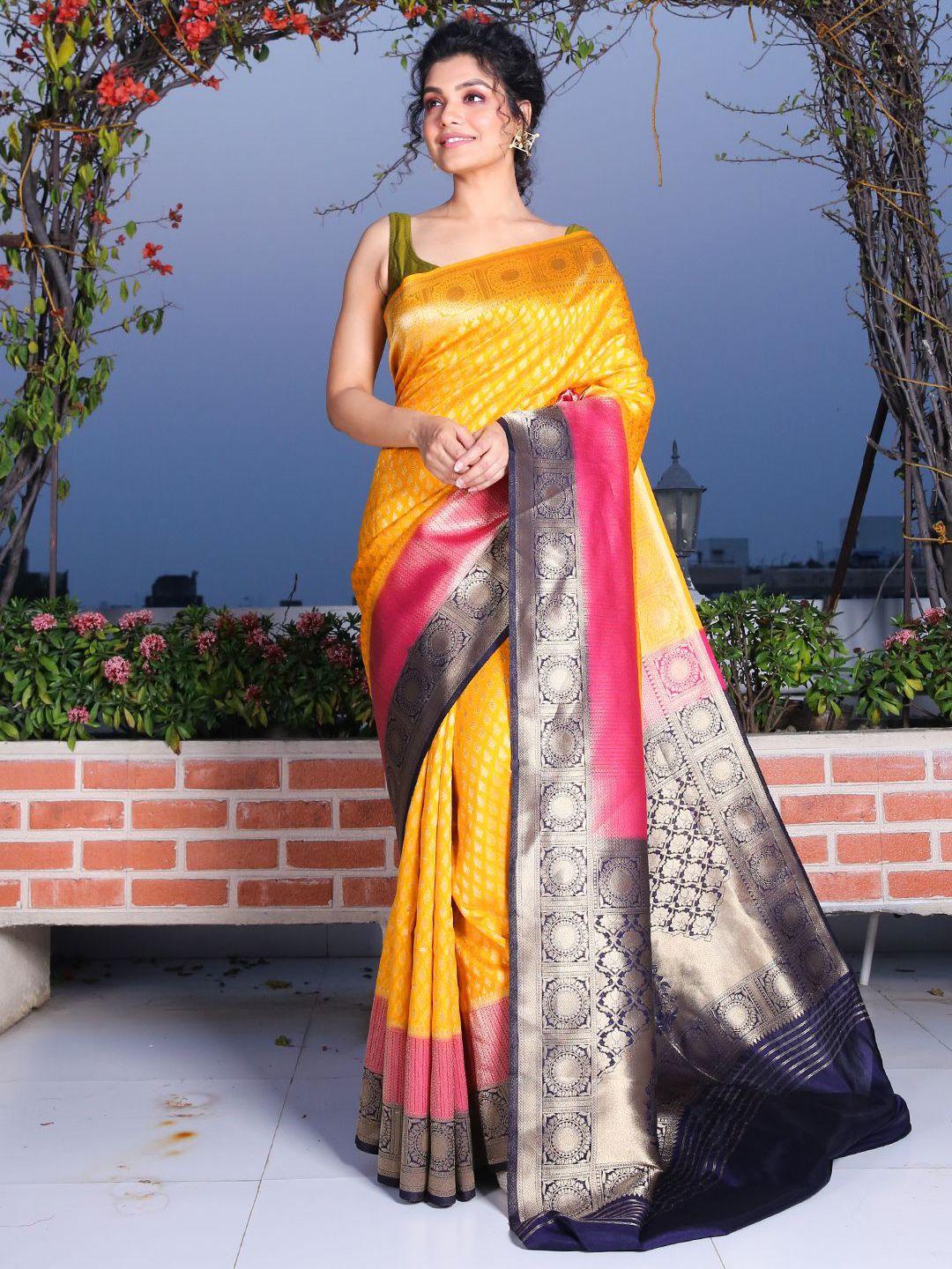 charukriti woven design zari silk blend saree