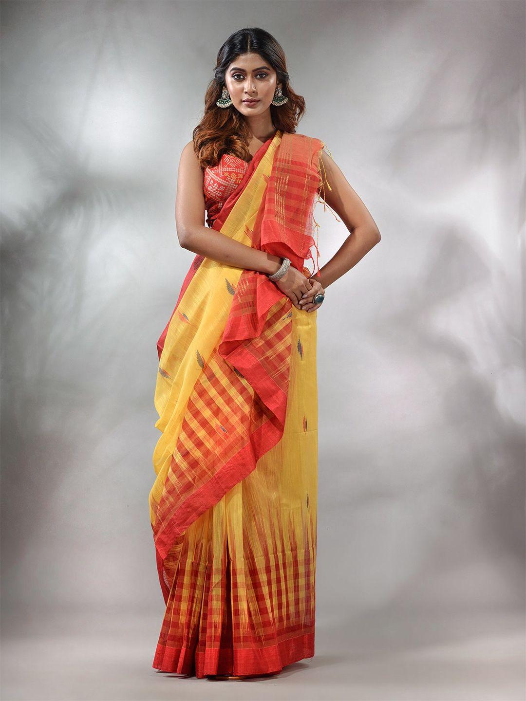 charukriti woven design zari silk cotton ikat saree