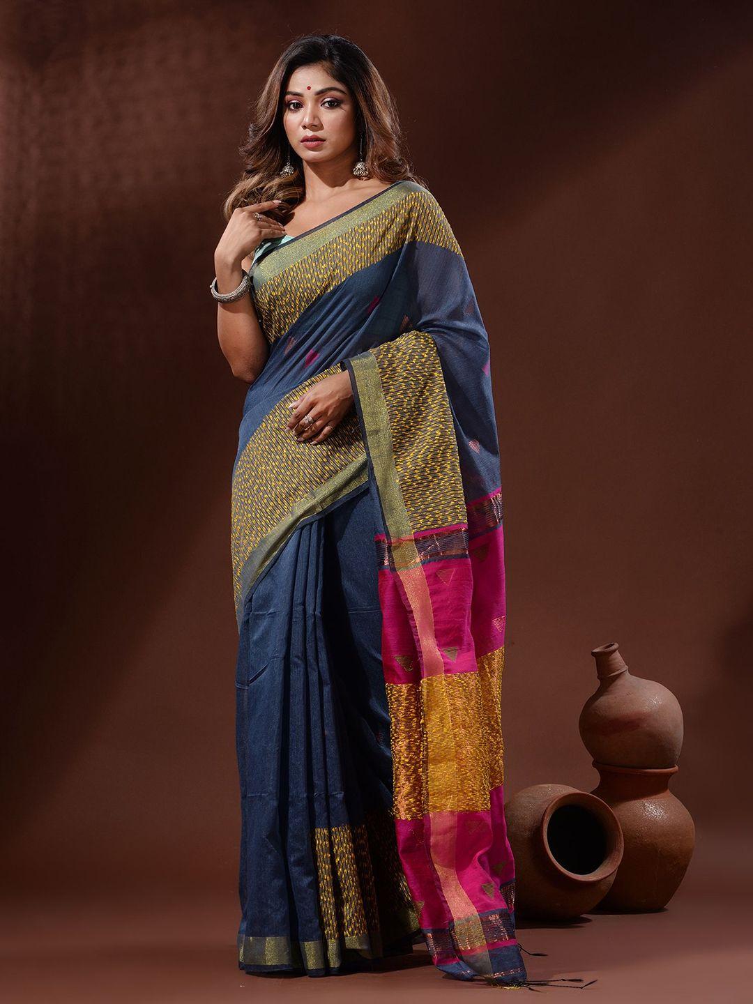 charukriti woven design zari silk cotton saree