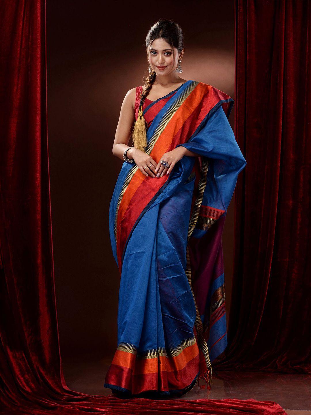 charukriti woven design zari silk cotton saree