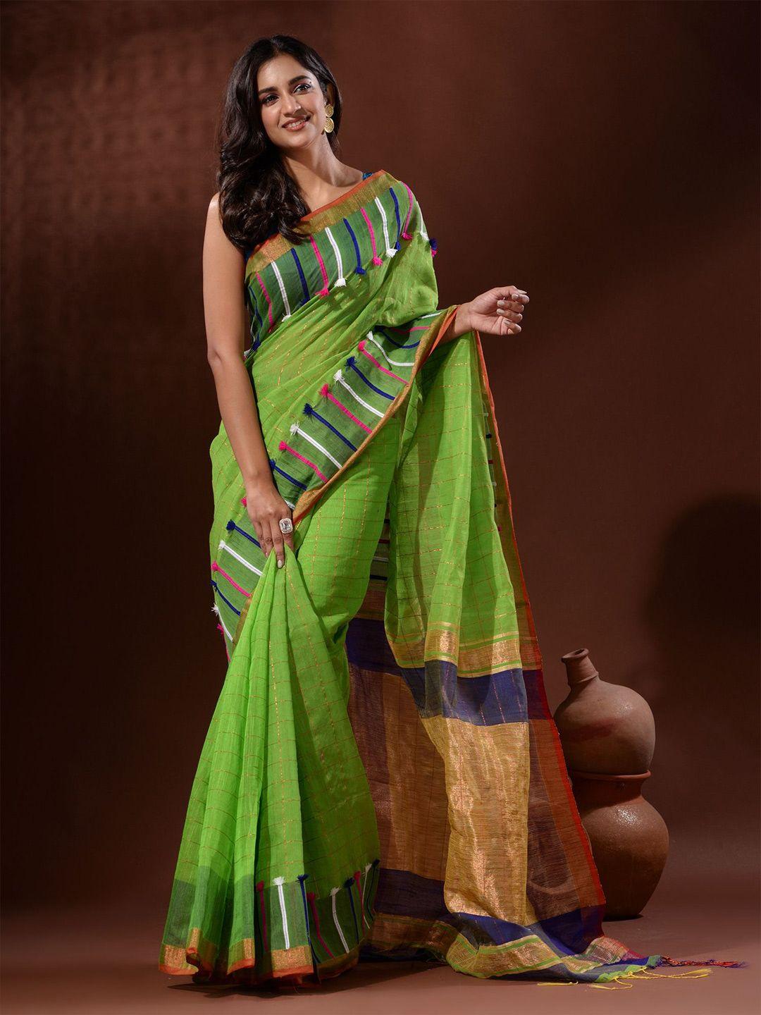 charukriti woven design zari silk cotton saree