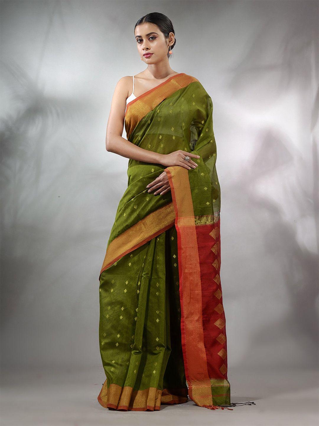 charukriti woven design zari silk cotton saree