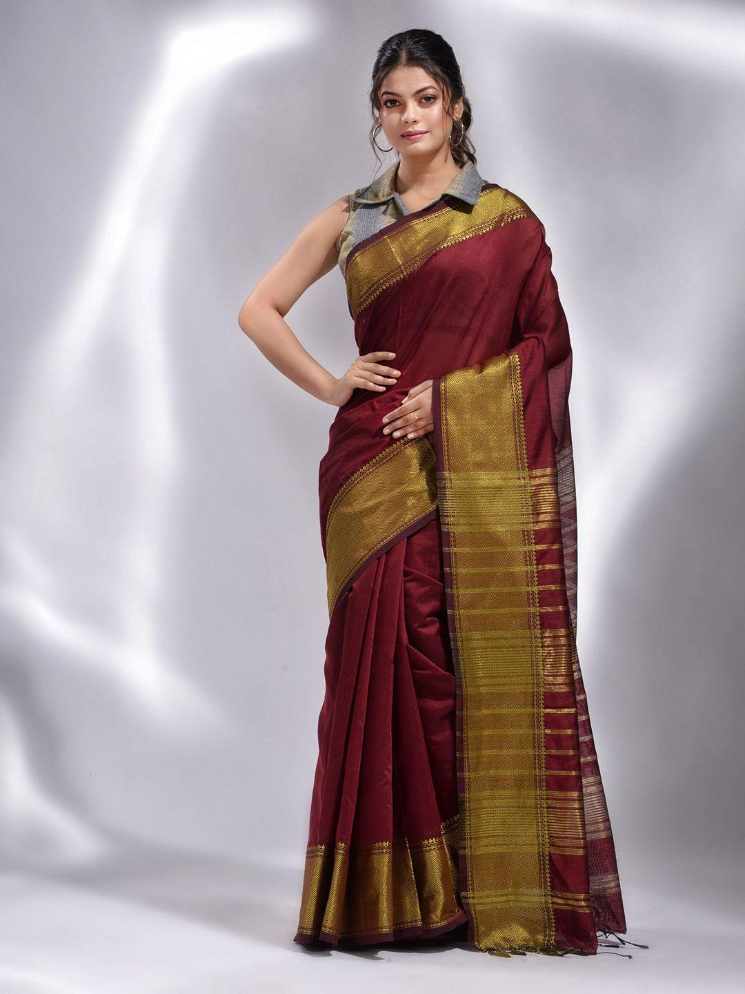 charukriti zari cotton blend saree