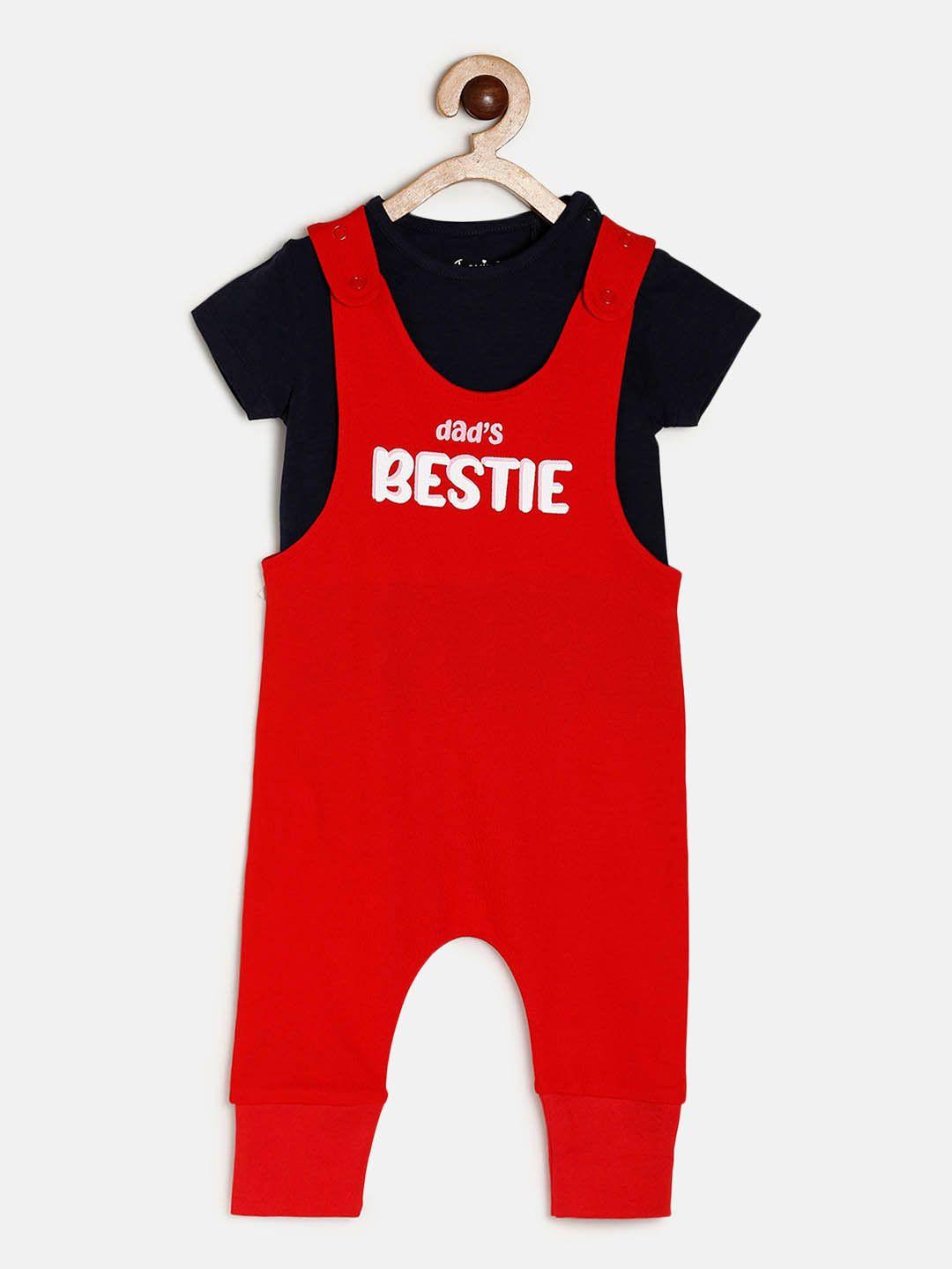 chayim infants typography printed dungaree with t-shirt