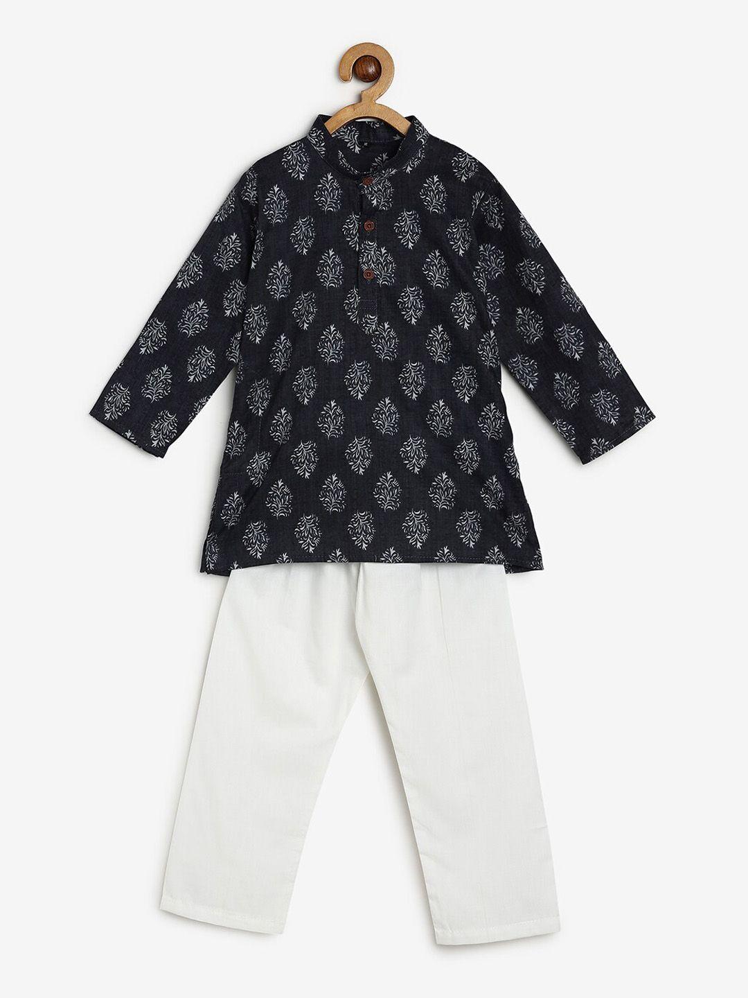 chayim kids ethnic motifs printed mandarin collar kurta with pyjamas