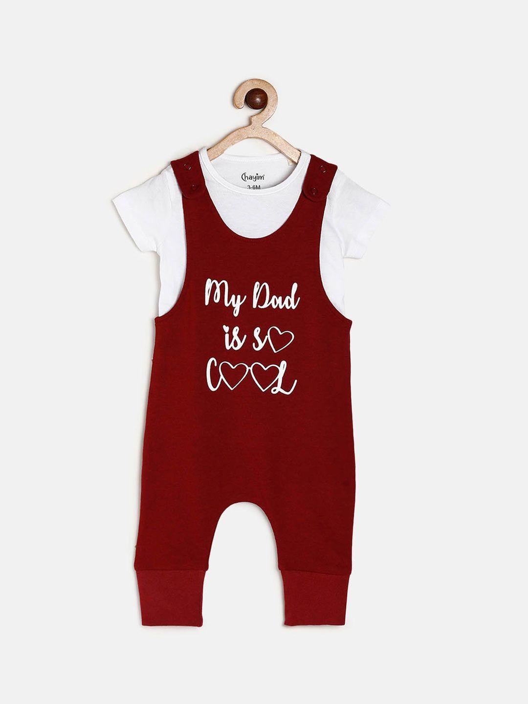 chayim infants printed cotton dungaree with t-shirt