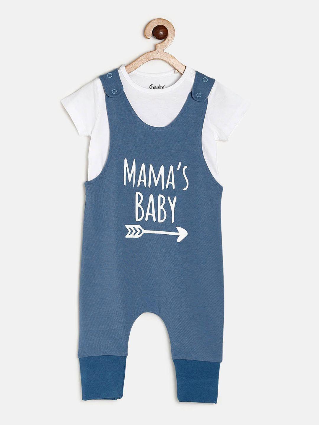 chayim infants typography printed straight leg dungaree with t-shirt