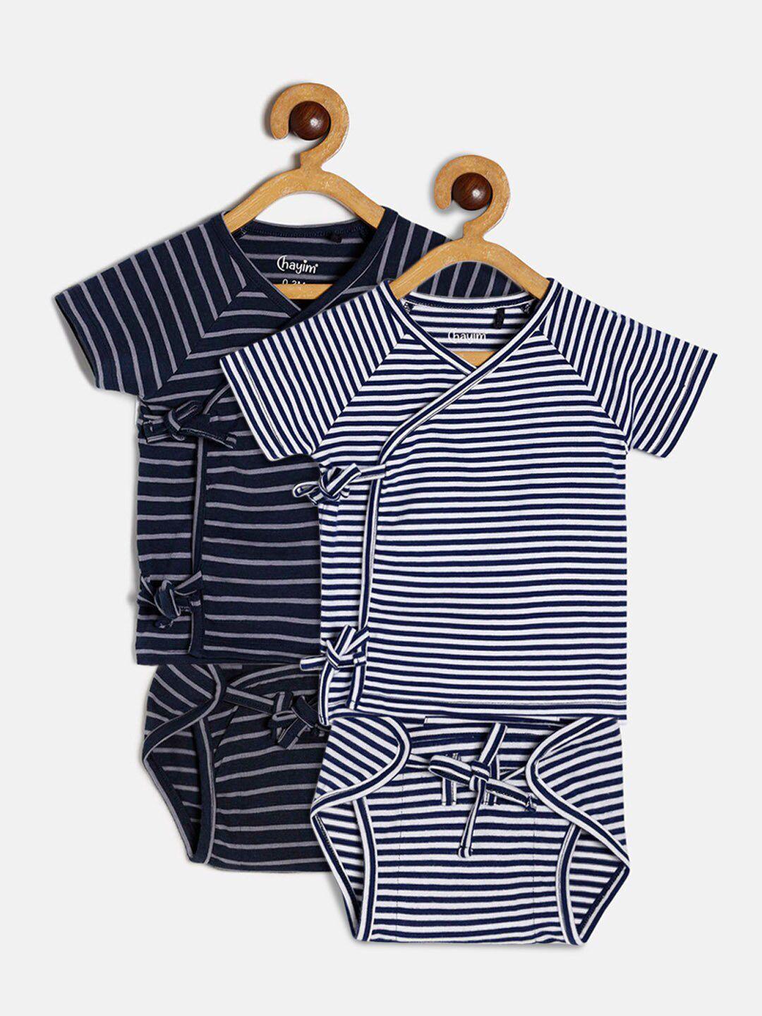 chayim unisex kids navy blue & white striped top