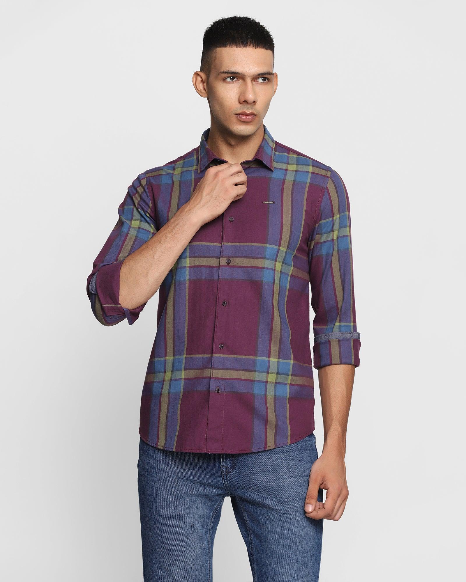 check casual shirt in plum (jacky)