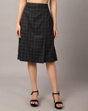 checked a-line skirt