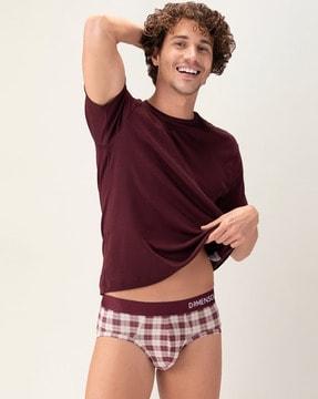 checked briefs with contrast waistband