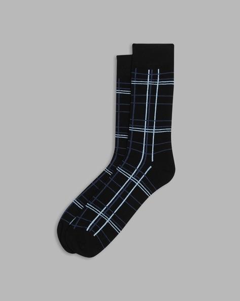 checked mid-calf length socks