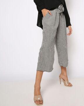 checked mid-rise culottes