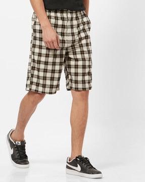 checked mid-rise shorts