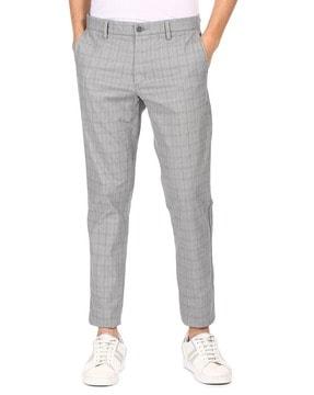 checked mid-rise trousers
