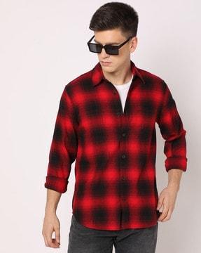 checked regular fit flannel shirt