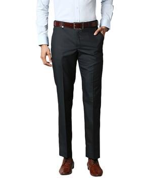 checked relaxed fit flat-front trousers