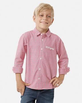 checked shirt with h insert pocket