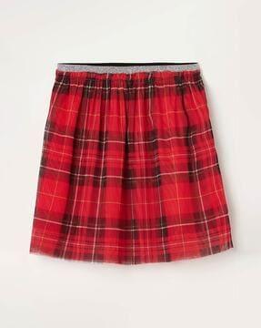 checked skirt with elasticated waist