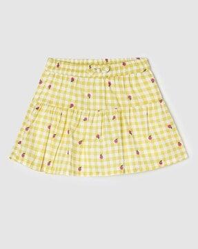 checked skorts with elasticated waist