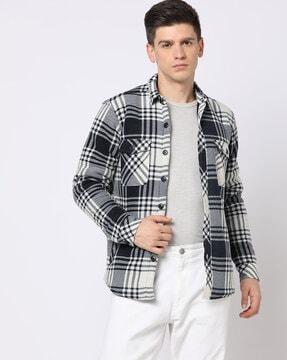 checked slim fit shacket