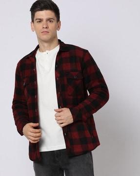 checked slim fit shacket