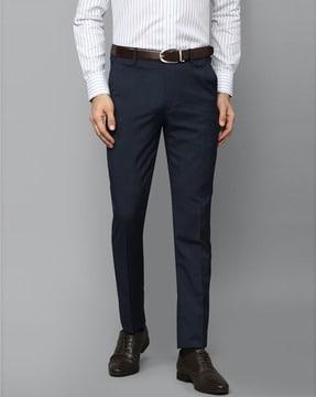 checked slim fit trousers