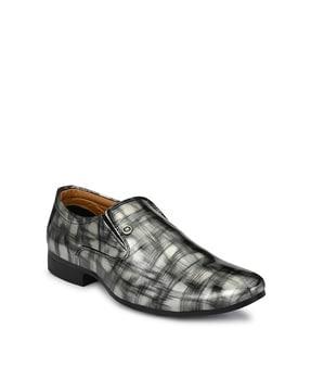 checked slip-on formal shoes
