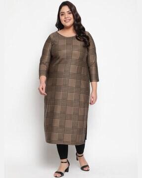 checked straight  kurti