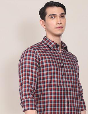 checked tailored fit casual shirt