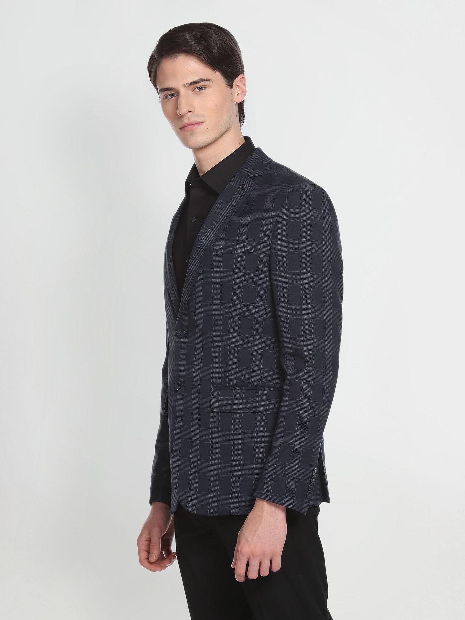 checked tailored fit formal blazer