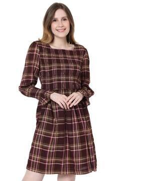 checked  a-line dress