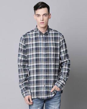 checked  regular fit shirt