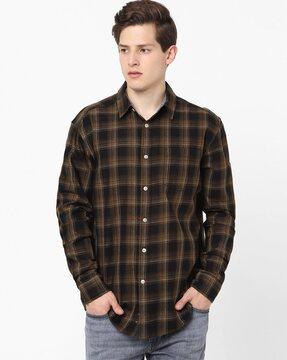 checked  regular fit shirt