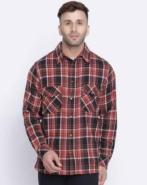 checked  regular fit shirt