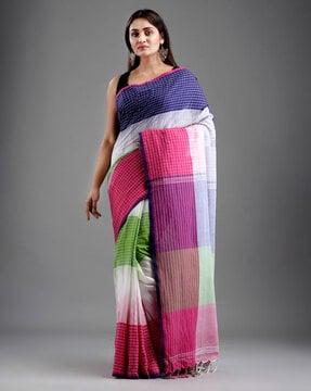 checked  traditional saree