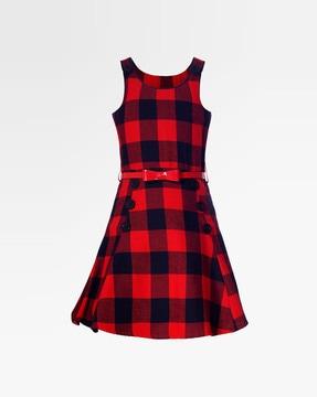 checked a-line dress