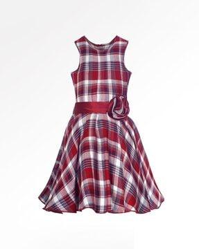 checked a-line dress