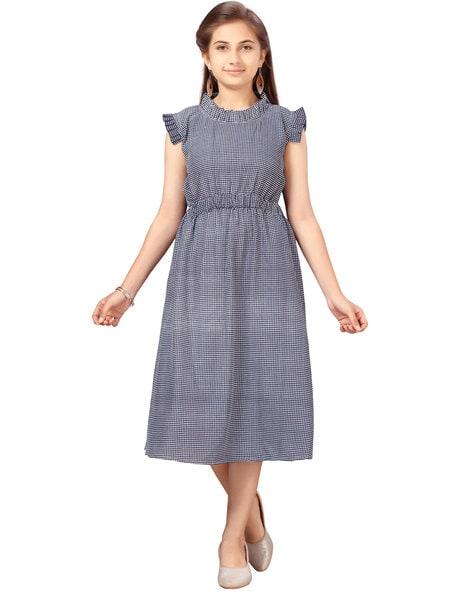 checked a-line dress