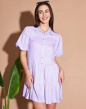 checked a-line dress