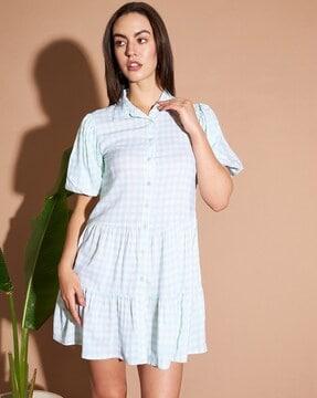 checked a-line dress