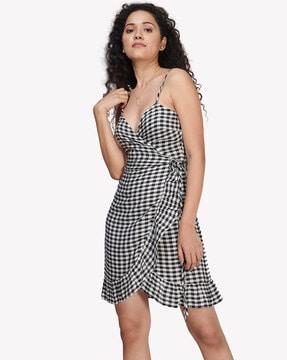 checked a-line dress