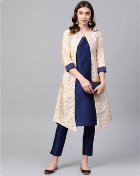 checked a-line kurta with pant