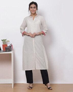 checked a-line kurta