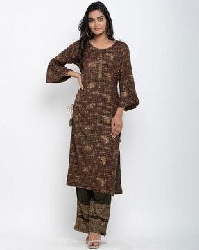 checked a-line kurta